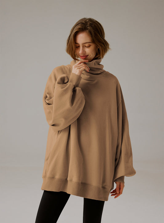 Oversized sweatshirt med rullekrage - Elegant komfort 